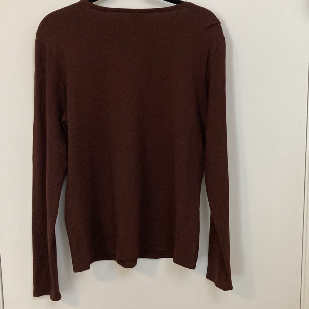 Eileen Fisher M Brown Crew Neck Long Sleeve Tee Shirt - Picture 2 of 5